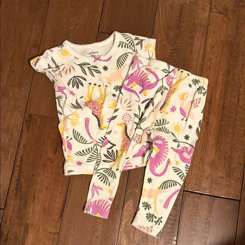 Carter's Pink and Yellow Dinosaur Pajama Set